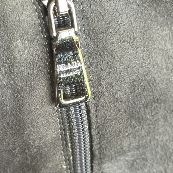 Prada Suede Knee High Boot Cone Heel Gray 37.5 IT 7.5 US NIB MSRP $1400 - Picture 7 of 14